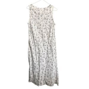 IVY Women's Size Medium White Black 100% Linen Bias Cut A Line Midi Dress